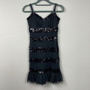 NWT Betsey Johnson Black Label Sequin Stripe Flapper Gatsby LBD Dress Sz 0